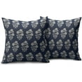 thumbnail image 2 of Dark Blue Floral Pillow Covers 20x20 Set of 2 Block Print Cream Vintage Flower Leaves Chinoiserie Outdoor Decorative Throw Pillows Farmhouse Pillowcases Cushion Case Sofa Couch Bed Home Decor, 2 of 6