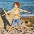 thumbnail image 3 of FORMRS Boys Rash Guard Short Sleeves Swim Shirt Quick Dry UPF 50+ Sun Protection, Sizes 3-12T, Geometric Circles, 3 of 6