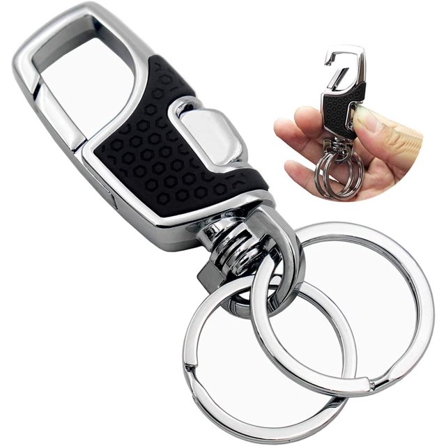 Llavero con llavero de coche resistente para hombres y mujeres-negro $ Llavero resistente Llavero de coche desmontable Clip de hebilla multifunción