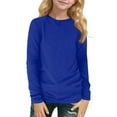 thumbnail image 2 of Grblisyd Girls Tops Size 10-12 Long Sleeve Shirt Size 10-12 Black Plain Teen Girls Clothes Kids Crewneck Cute T Shirts Trendy Fall Outfits ,Dark Blue 10-11Y, 2 of 7