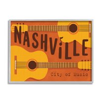 Nashville City of Music Guitars Performing & Arts Graphic Art Gray Framed Art Print Wall Art