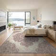 thumbnail image 3 of ODIKA 9'x12' Washable Area Rug Non-Shedding, Easy Care Boho Farmhouse Distressed Motifs Scrollwork Border Ornate Vintage Flowing for Master Suite, California King, Under Bed, 3 of 7