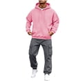 thumbnail image 2 of Chiccall Mens Sweatsuit 2 Piece Drawstring Kangaroo Pocket Hoodie Elastic Bottom Elastic Waist Cargo Sweatpant Outfits Fall Winter Warm Loose Fit Casual Athletic Sets, 2 of 2