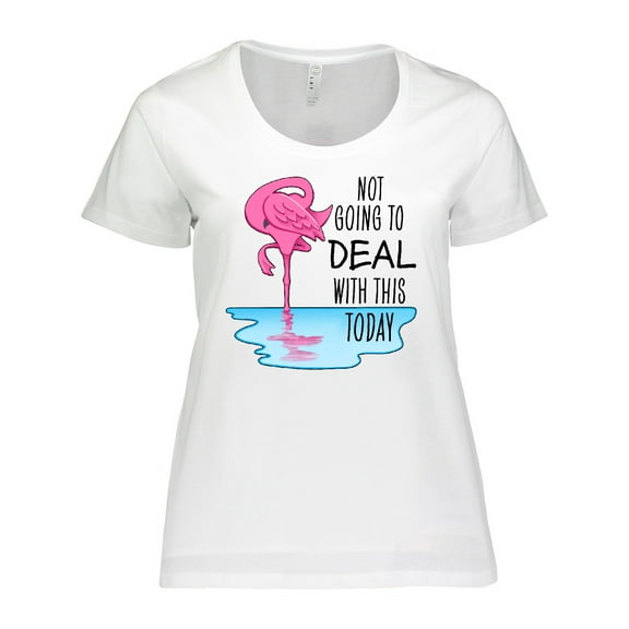 Inktastic Not Going to Deal with This Today- sleeping flamingo Women's Plus Size T-Shirt