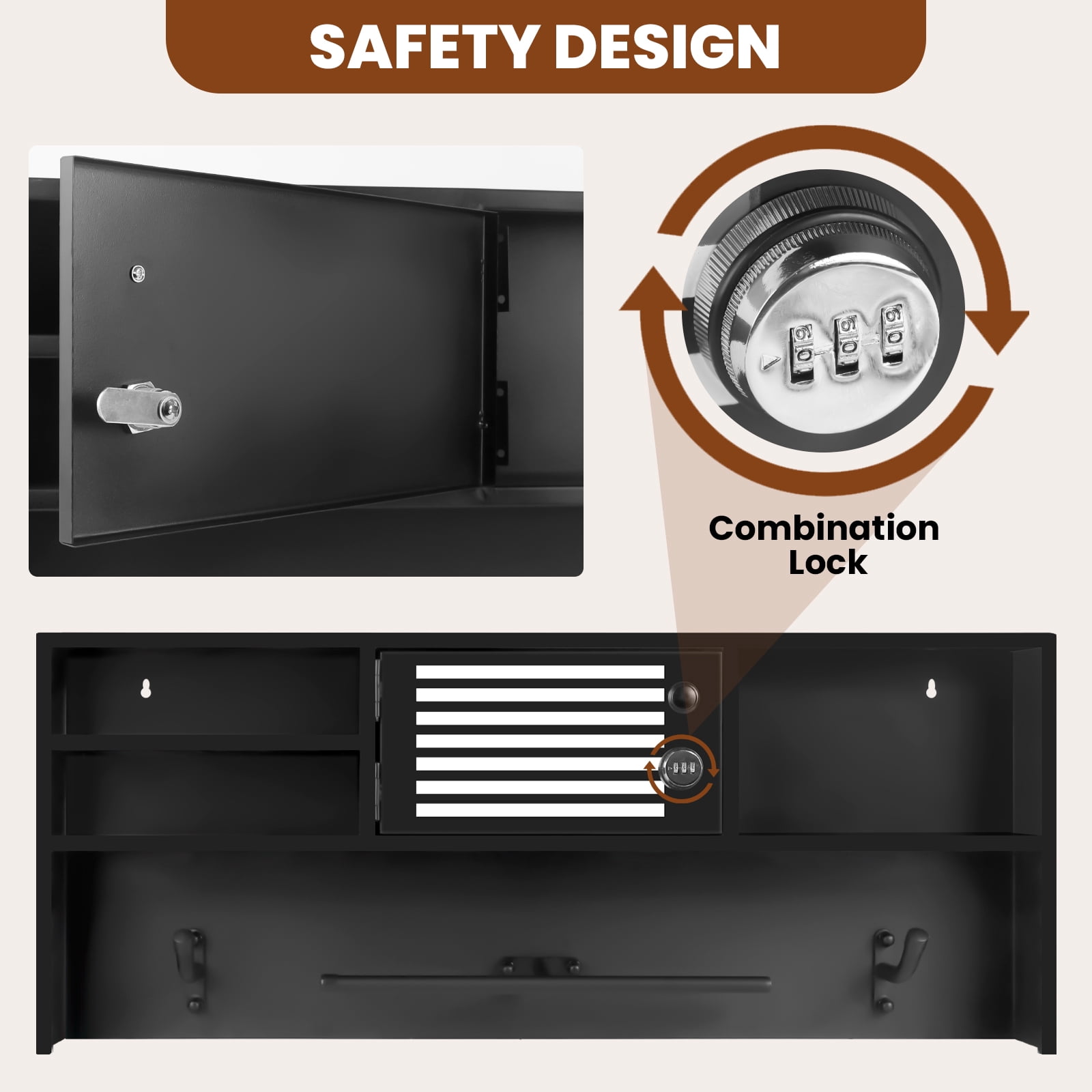 Heavy Duty Tactical Police Hanger, Police Gear Rack, Body Armor Stand with Password Lock Safe& Decorative Flags for Tactical Gear Wall Mount Needs