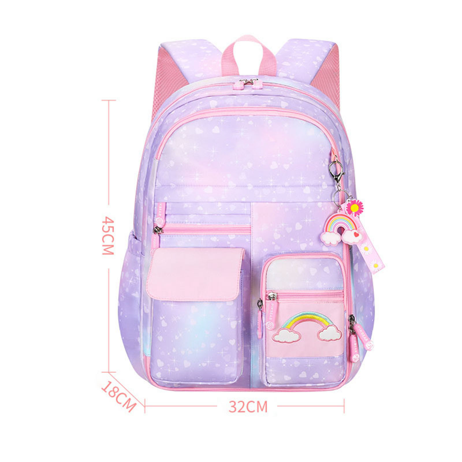 Mochila escolar para niñas, linda, ligera, gran capacidad, para primaria, púrpura, talla S 3