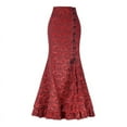 thumbnail image 2 of Women‘s Retro Lace-Up Drawstring Tiered Ruffle Maxi Long Mermaid Pencil Skirt, 2 of 6