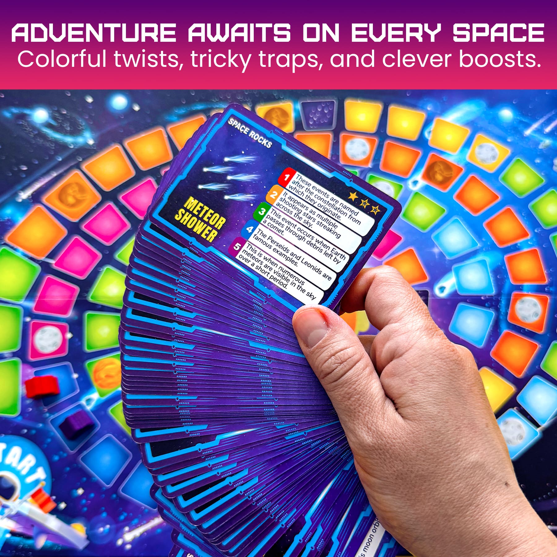 Quokka Board Game for Kids Ages 8-12 - Space Trivia Game for Kids - Learning Planets Moons Facts Educational Family Games