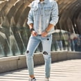 thumbnail image 6 of YSUEJPF Jean Jacket for Men Skinny Long Sleeve Button Down Faux Denim Coat Classic Solid Western Cowboy Outerwear, 6 of 6