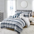 thumbnail image 2 of Chezmoi Collection Cabana 7-Piece Yarn-Dyed Striped Jacquard Comforter Set, 2 of 9