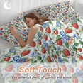 thumbnail image 4 of 3 Piece Strawberry Duvet Cover Set Full Size, Microfiber Comforter/Quilt Cover with Corner Ties and 2 Pillowcases, Summer Botanical Blue Spring Floral All Season Soft Bedding with Zipper Closure, 4 of 8