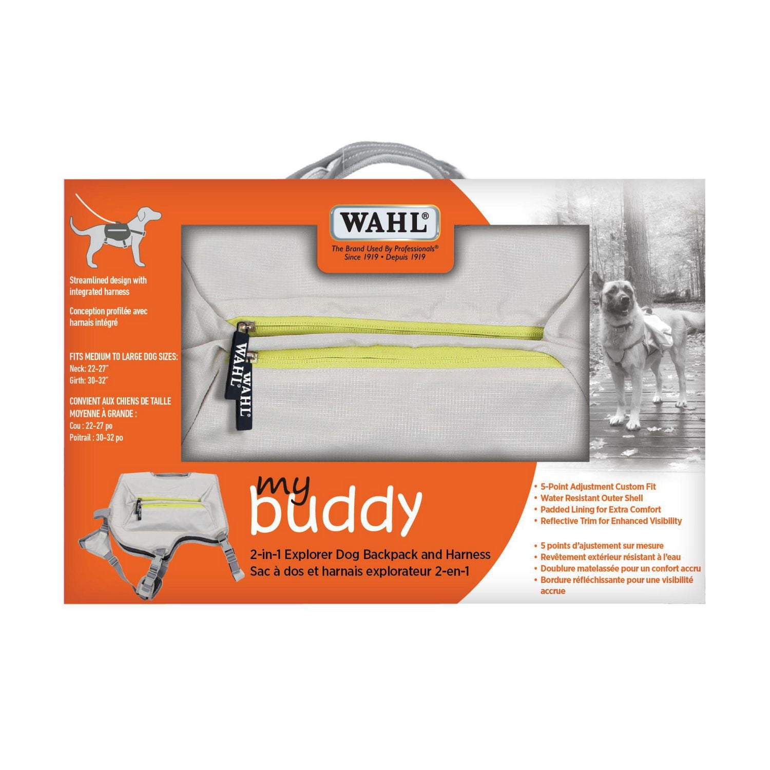 Sac à dos et harnais explorateur pour chien Wahl 2 en 1 confort et contrôle