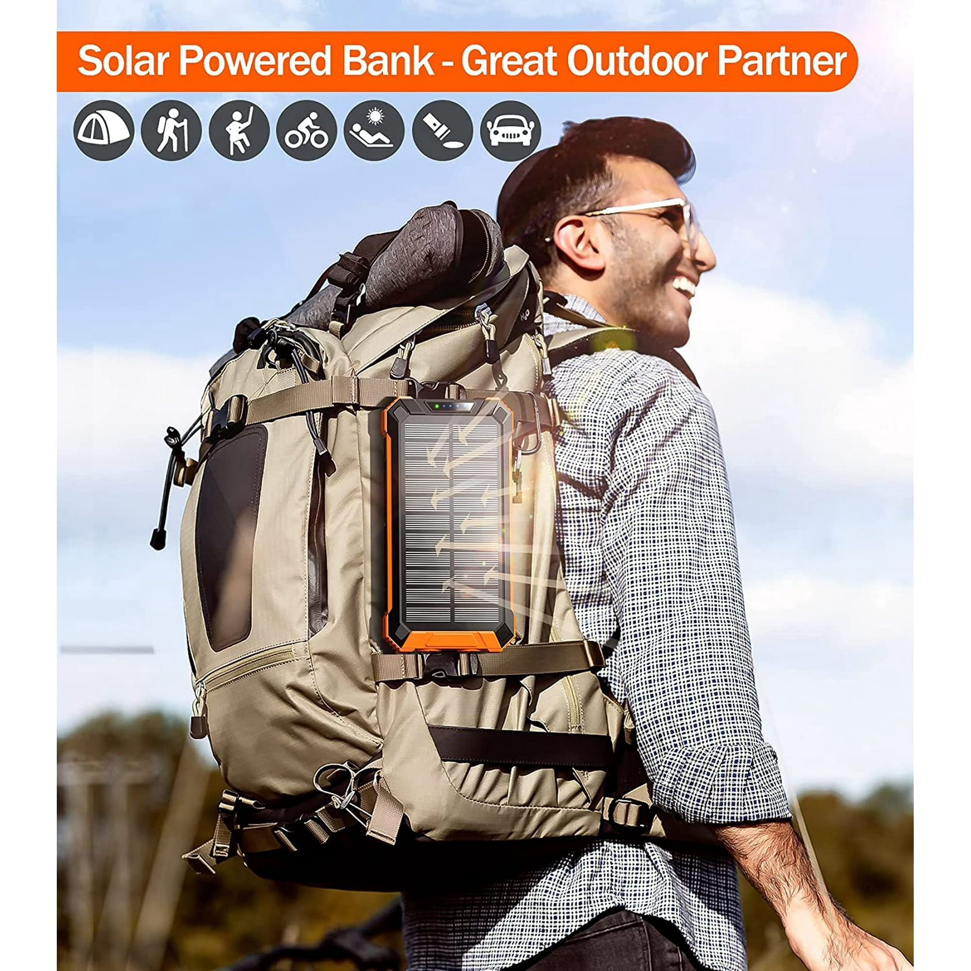 36000mAh Solar Power Bank 15W Fast Charging with Cables & Wireless Charger, Solar Charger Compatible for iPhone & Android Phone