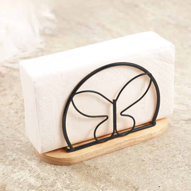 Porta servilletas de mesa moderno de metal, porta servilletas para mesas de cocina y encimeras, uso en interiores y exteriores, porta servilletas de mariposa negra