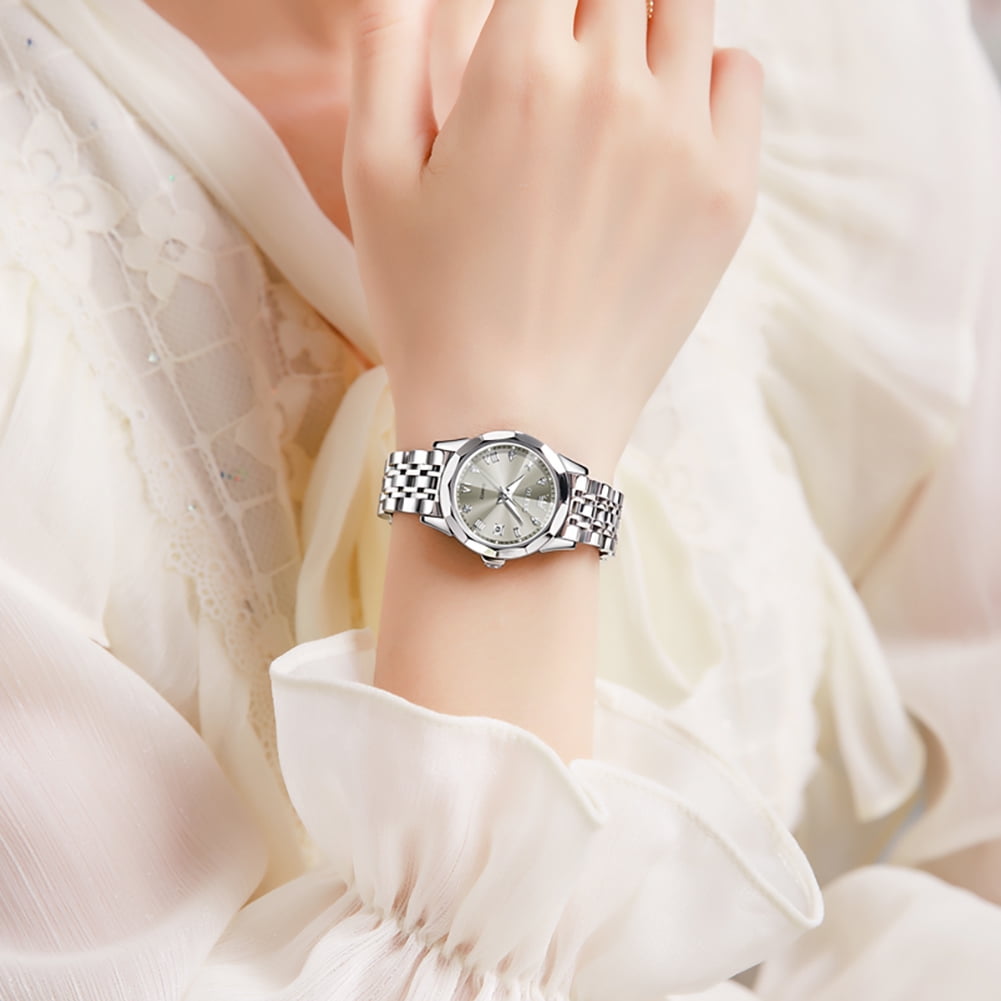 OLEVS Watches for Women Luxury Casual Dress Analog Quartz Digital Date Two Tone Gold Plated Stainless Steel Waterproof Luminous Female Wrist Watch Reloj para Mujer