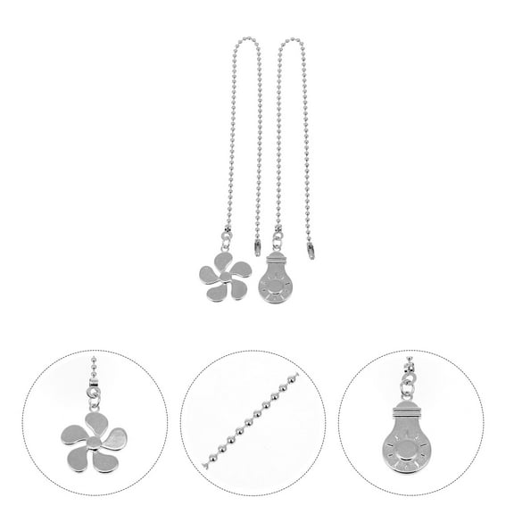 BRIGHTFUFU Pendant Ceiling Fan Chain Extension Silver 2Pcs 14.2In