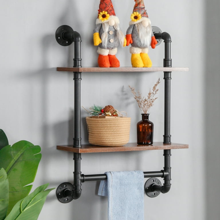 Floating Shelves for Bathroom Wall Shelf with Towel Bar and 5