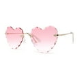 thumbnail image 2 of Hippie Flower Petal Beveled Lens Heart Shape Rimless Sunglasses Gold Pink, 2 of 4