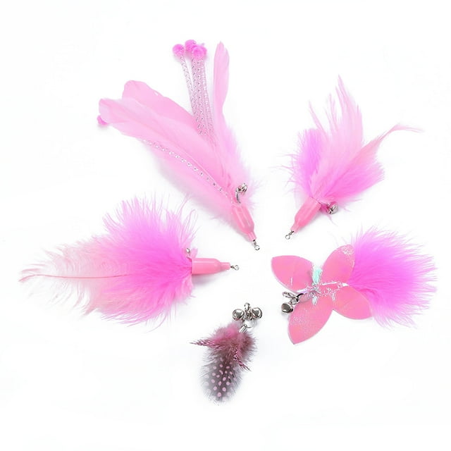5PCS Cat Teaser Replacement Assorted Cat Feather Refill Cat Wand Refill