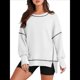 thumbnail image 1 of Sudadera Informal de Cuello Redondo para Mujer, de Larga, Holgada, , con Costuras en Contraste, para Otoño. L, 1 of 8