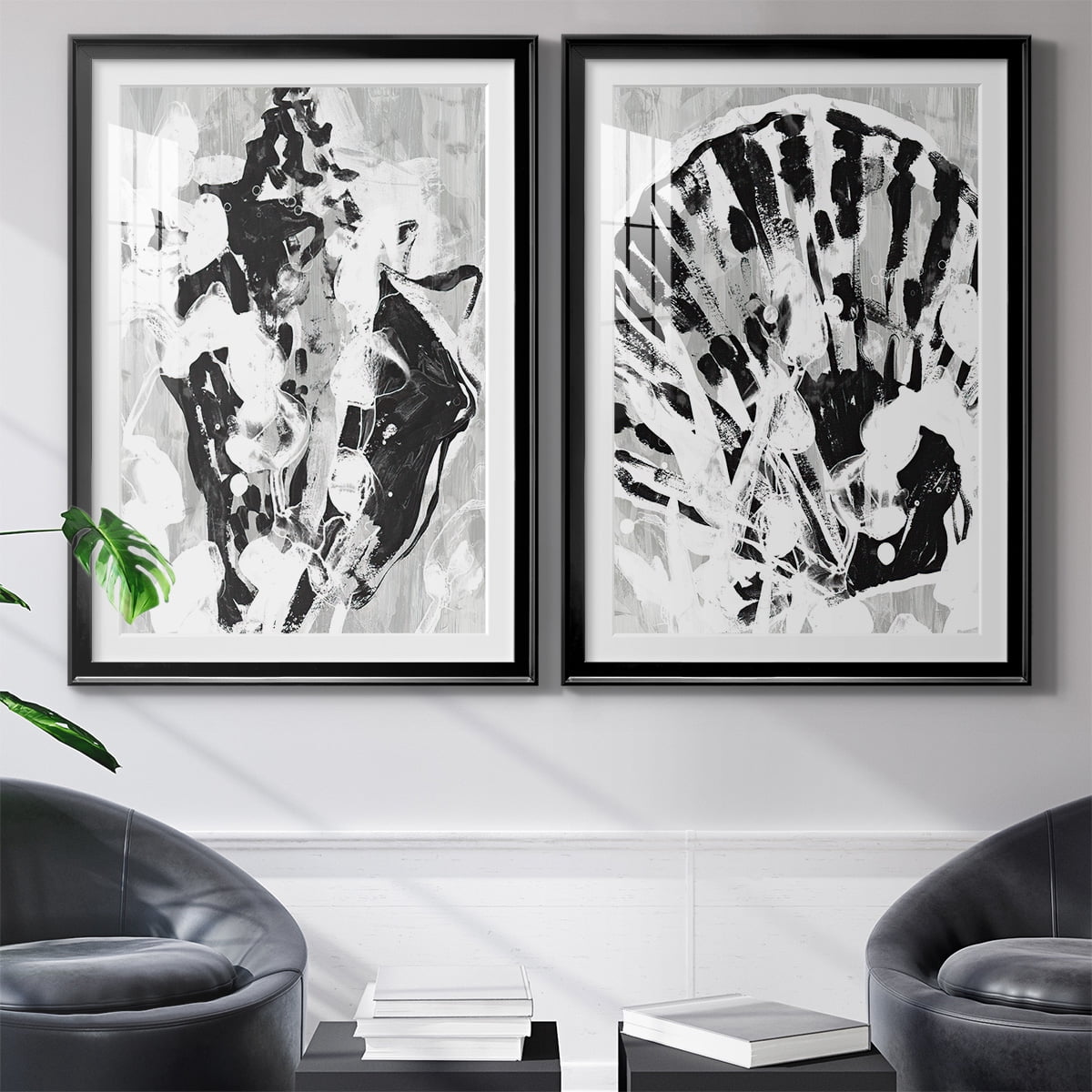 Wexford Home Ocean Inkblot I Premium Framed Print, 26.5" x 36.5" - Ready to Hang, Black (Set of 2)