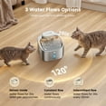 thumbnail image 6 of Oneisall CW01 Wireless Cat Water Fountain 304 Stainless Steel, 3.5L/118oz Cordless Water Fountains for Cats Indoor, Silver, 6 of 10