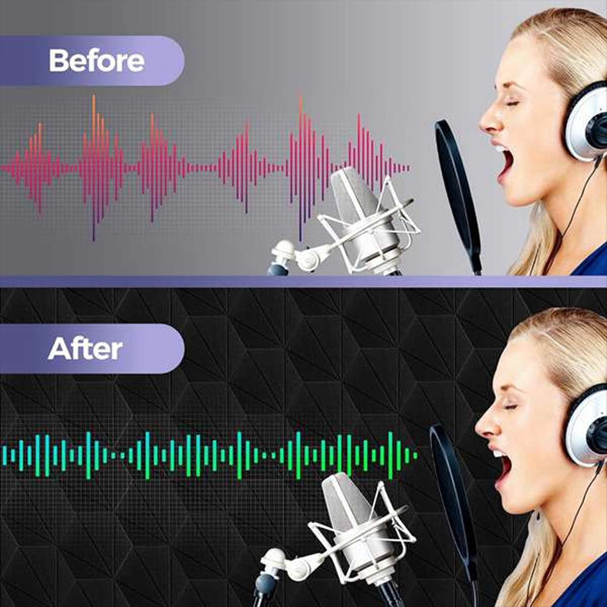 16Pack Self-Adhesive Acoustic Panels,Sound Proof Foam Panels, High Density Soundproofing Wall Panels Black 12X10X0.4In