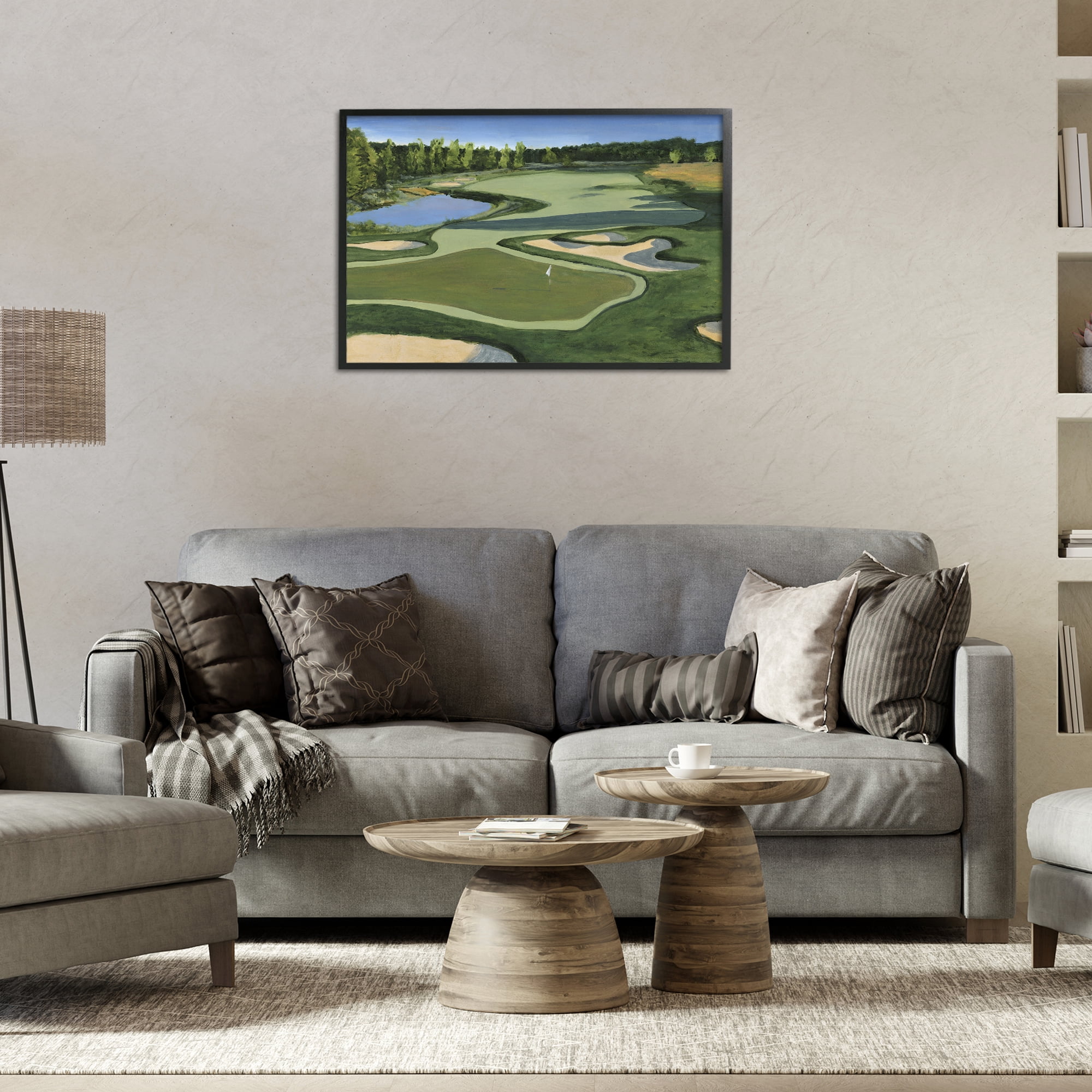 Stupell Industries Traditional Golf Course Landscape Painting Black Framed Art Print Wall Art, 30 x 20