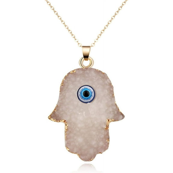 Classic Turkish Evil Eye Necklace Imitated Druzy Pendant Gold Plated Faith Protection Lucky Jewelry For Women Party Special Days[Z4385]