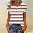 thumbnail image 2 of Blouses for Women Dressy Casual Crew Neck Short Sleeve Tops Summer Casual Cute Loose Fit Button Shirts, 2 of 7