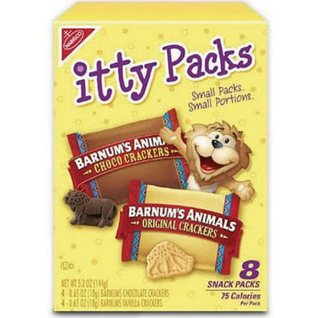 Nabisco: Barnum's Animals Choco & Original Crackers 0.65 Oz Itty Packs, 8 pk