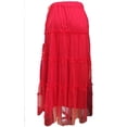 thumbnail image 5 of BRGZLK Women's Long Skirt Summer Solid Color Mesh Casual 2026 Spring Fashion Elastic High Waisted Tiered Flowy Fairy A-Line Half Skirt, 5 of 7