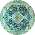 thumbnail image 1 of Ahgly Company Indoor Round Medallion Light Blue Traditional Area Rugs, 6' Round, 1 of 4