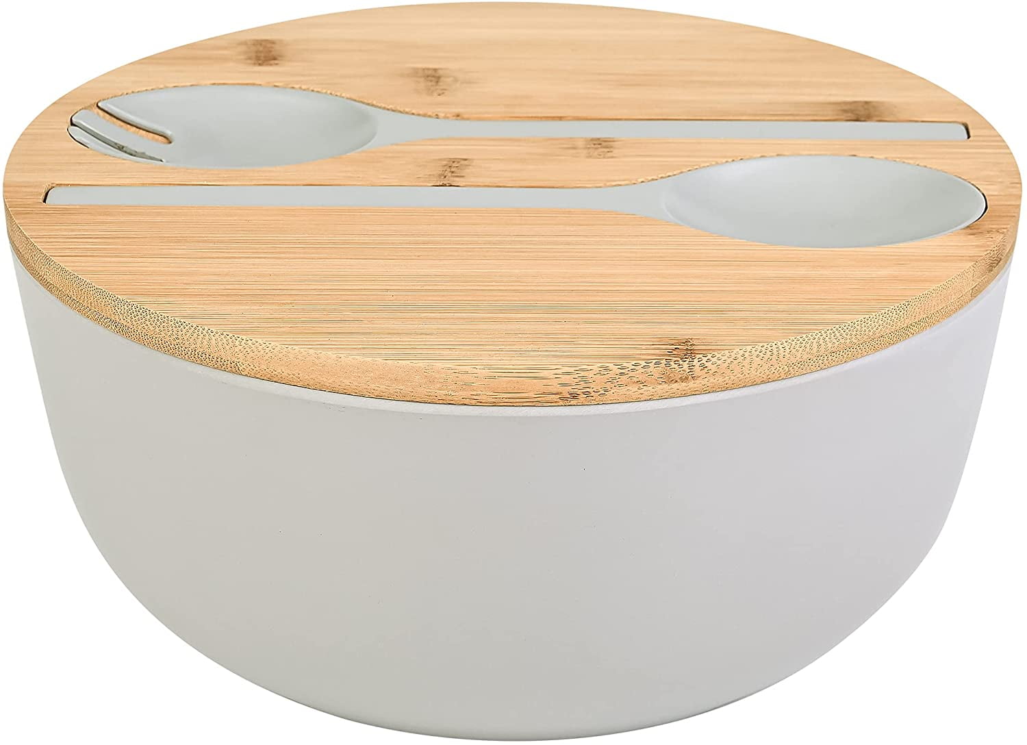 Salad Bowl with Lid, Large Salad Bowl with Tongs, Bamboo Fiber Salad  Serving Bowl with Utensils, Solid Mixing Bowl for Fruits, Vegetables and  Past 
