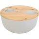 thumbnail image 1 of Ensaladera de fibra de bambú con juego de servidores Tazones grandes para mezclar de 9,8 pulgadas Ensalada de bambú macizo Ensaladera de madera con tapa de bambú Cuchara para frutas, ensaladas y, 1 of 8