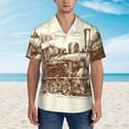 thumbnail image 2 of Gukieu Train Print Men's Short-sleeved Shirts, Button-down Lapel Hawaiian Shirts, T-shirts, Beach Vacation Summer Casual Wear,Small, 2 of 7
