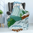 thumbnail image 4 of Northwoods Soft Flannel Fleece Throw Blanket, Cartoon Winter Mountains Landscape Cold Weather Illustration Christmas Season, Cozy Plush for Indoor and Outdoor Use, 50" x 70", Multicolor, by Ambesonne, 4 of 5
