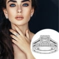 thumbnail image 2 of Guodhu Engagement Wedding Ring Set for Women Silver Plated Geometric Diamond Jewelry Size 5-10, 2 of 6
