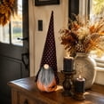 thumbnail image 5 of erdimoy 16.54in Tall Halloween Ghost Face Faceless Gnome Plush Figurines, Black Orange Polka Dot Spider Tomte Gnomes Tabletop Ornaments, Spooky Fall Mantel Tiered Tray Decor, 5 of 6