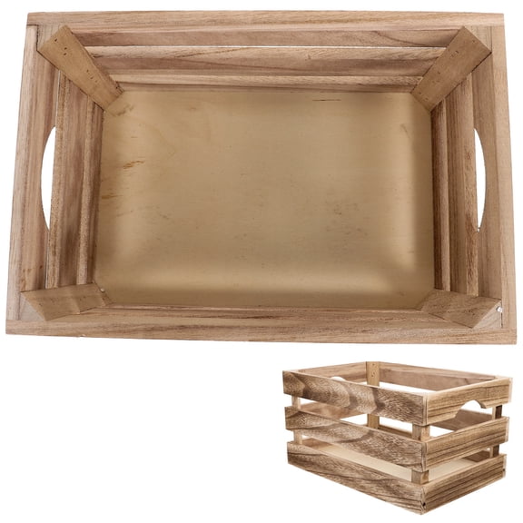 SKISUNO Vintage Wooden Storage Box Large Capacity Organizer Crate for Home