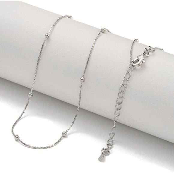 1Pcs Brass Chain Necklaces for Women Real Platinum Plated Minimalist Necklace for Fashion Jewelry Wedding Birthday Gift 17.72 inch