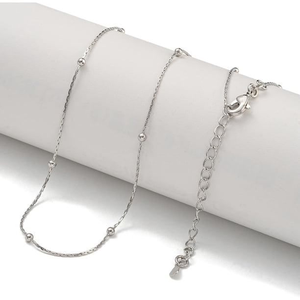 1 collar de cadena de latón para mujer, chapado en platino auténtico, minimalista, joyería de moda, regalo de boda o cumpleaños, 17,72 pulgadas.