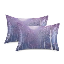 Yayeee Pillowcase Standard Size Set of 2 Satin Wrinkle Resistant Pillow Case, Purple Forest