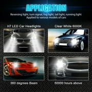 2pcs H7 Led Headlight Bulb Kit Car Fog Light Bulbs High Low Beam 110w 30000lm Super-Bright 6000k White