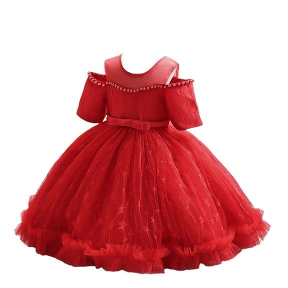 Elainilye Fashion Flower Girl Dress Summer New Off-the-Shoulder Princess Pageant Dress Prom Ball Gown, Sizes 7M-6Y