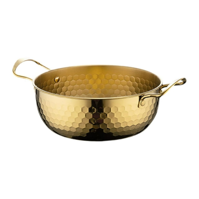 Olla coreana para ramen, mariscos, tropa, olla doméstica de acero inoxidable con doble oreja Oro 22cm
