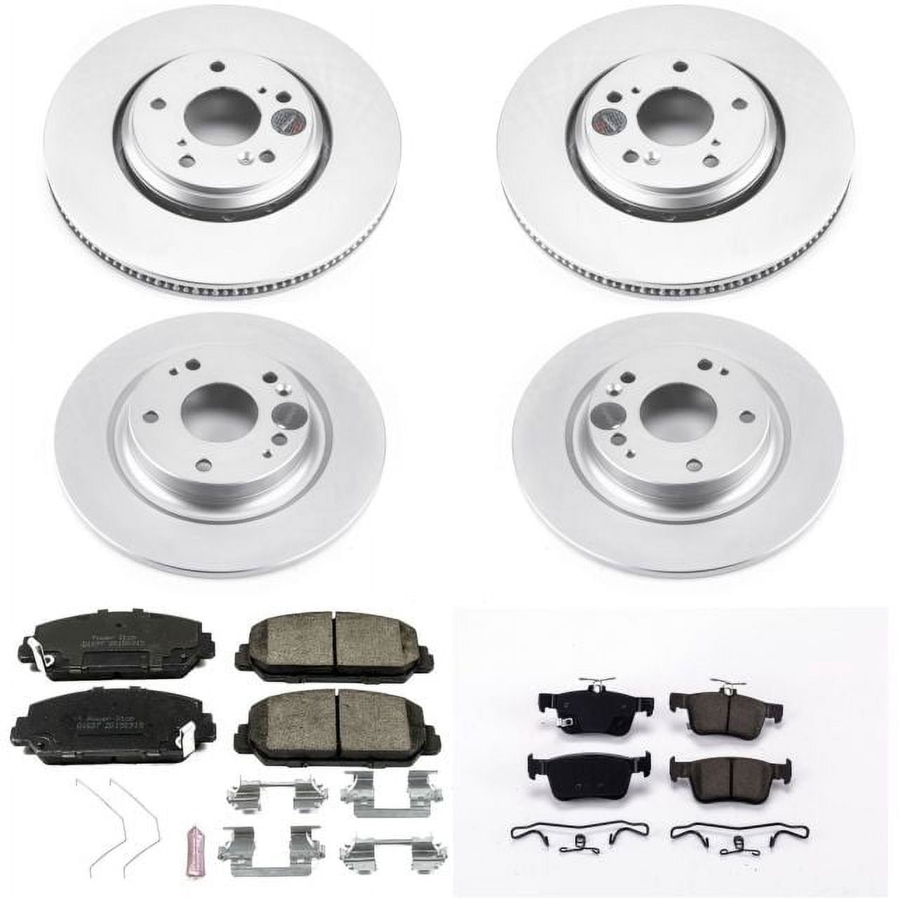 PowerStop Front and Rear Geomet Coated Brake Rotor and Pad Kit Fits: HONDA Select Models CRK7935