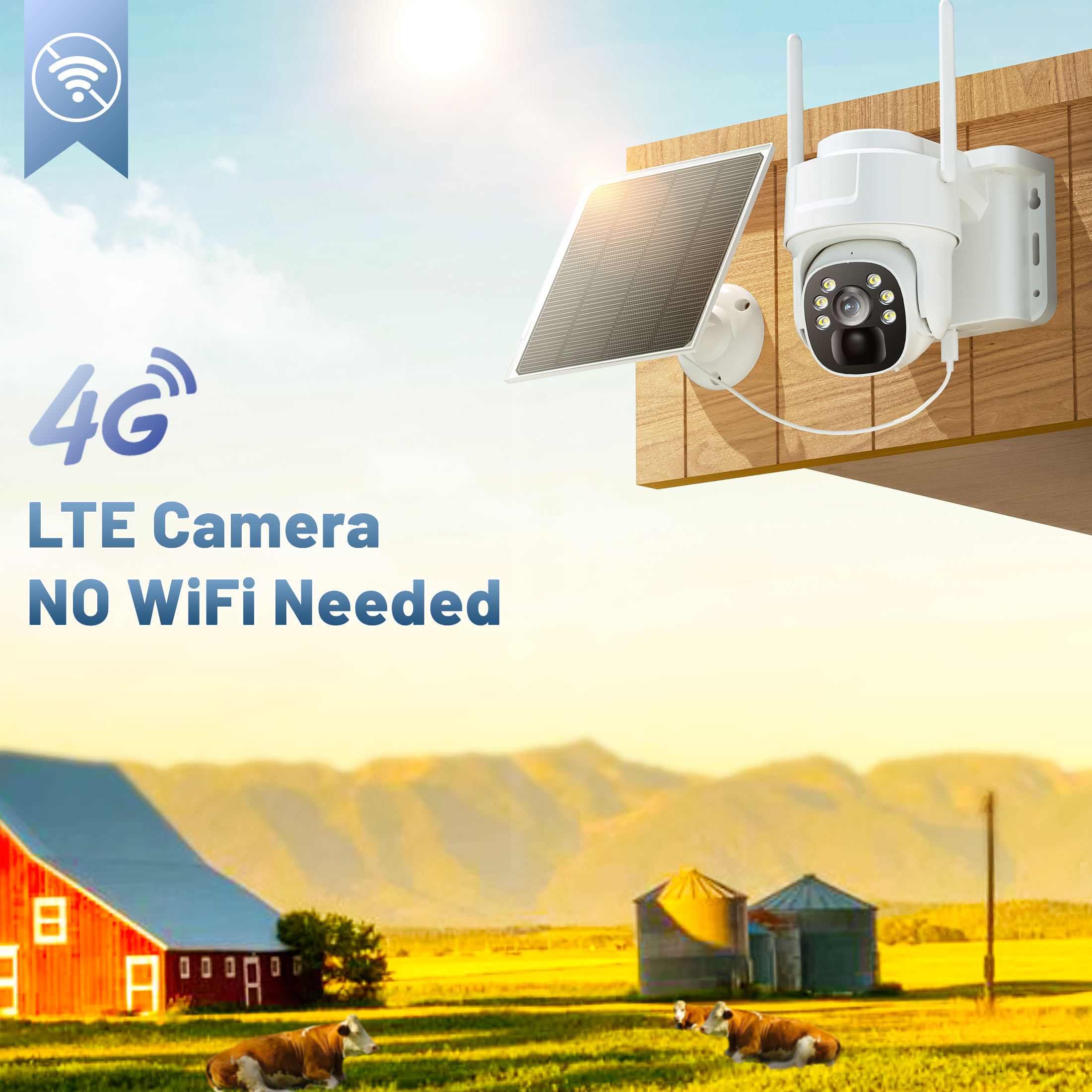Security Cameras Wireless Outdoor Solar Powered, 4G LTE Cellular Security Camera With SIM (No WiFi)