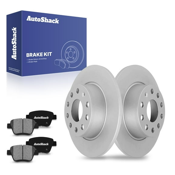 AutoShack Rear Solid Coated Brake Rotors   Ceramic Pads 6-PC Brake Kit Replacement for 2010-2014 Volkswagen Jetta 2012-2015 Volkswagen Passat 2009-2013 Audi A3 ArmorStop 10.7" (271.8 mm)