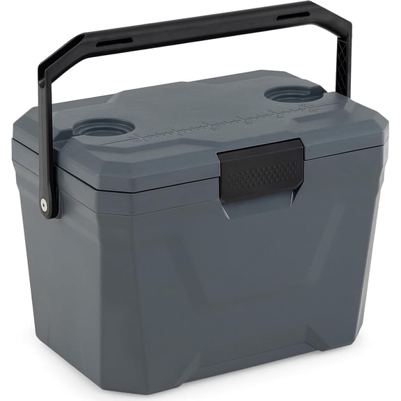 Hard Shell Insulated Cooler, 3-Day Ice Retention with Cup Holders & Drain Plug